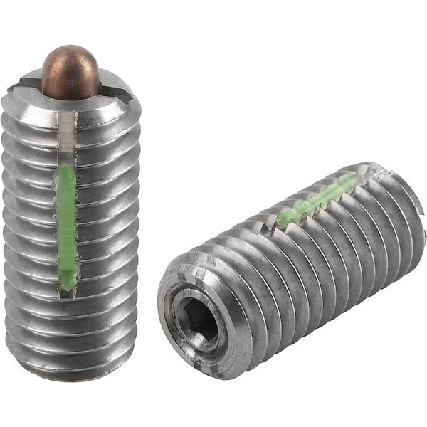 Spring Plunger Intensified Spring Force, Long-Lok D=M12 L=28, Stainless, Pin Stainless, Pu=5